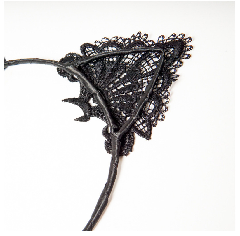 90g Weight Hair Band Hair Accessories Type 1 Piece Quantity Christmas, Daily, Party Occasion Lace Material Cat, Cat Ears Pattern Women'S Gender Cute, Retro Style Handmade, Handmade Craft Cute Retro Women'S Cat Cat Ears Lace Handmade Hair Band 4