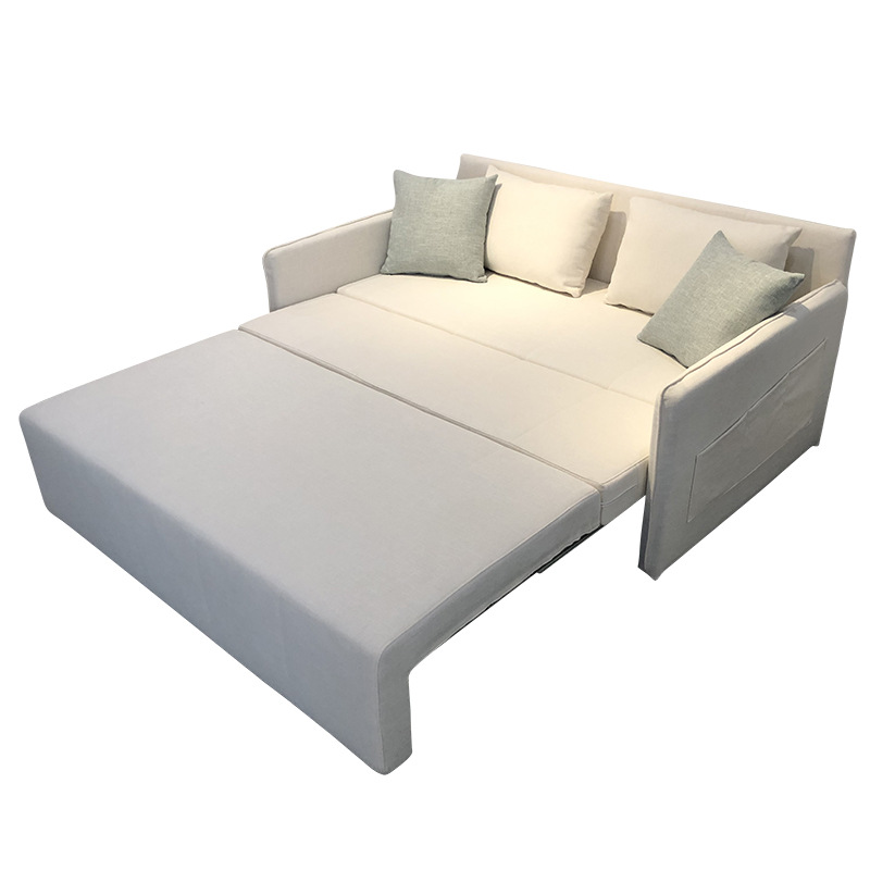 Almacenamiento plegable sofá cama multifuncional tela doble uso pequeño sofá de doble persona blanco simple inswind