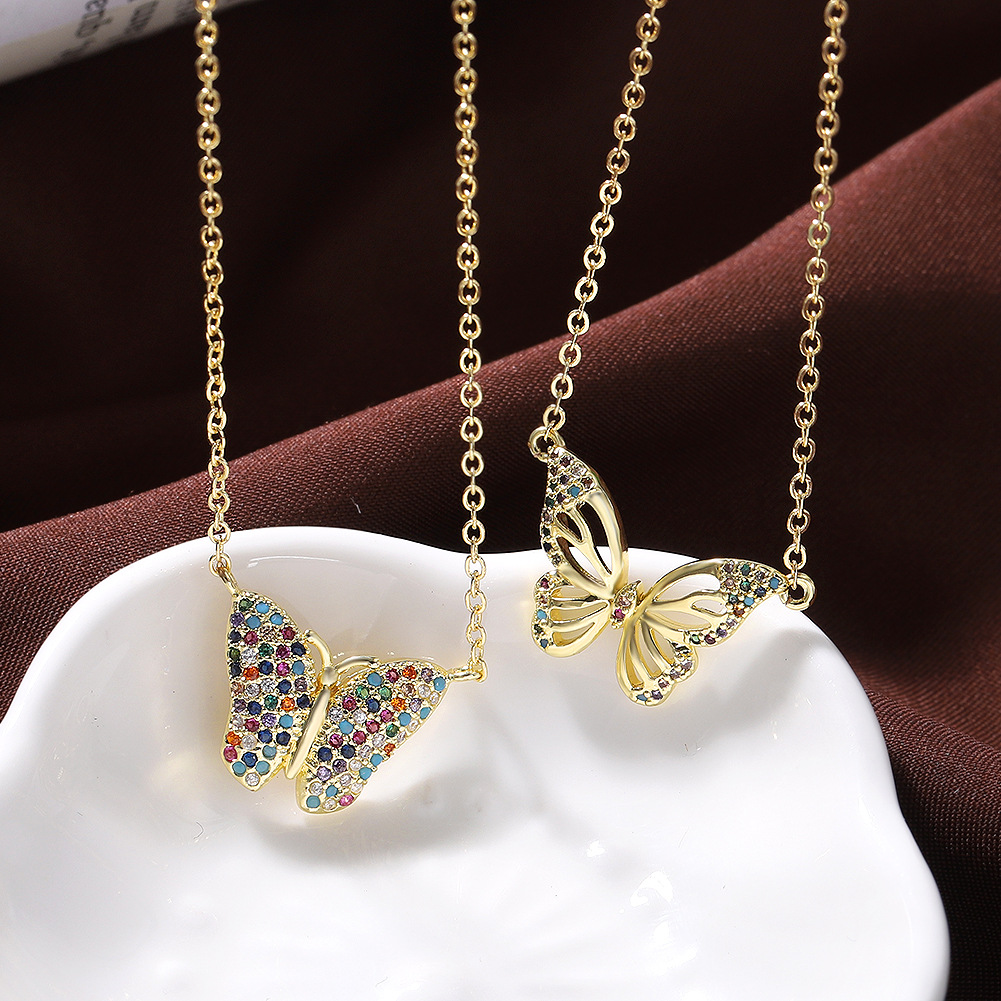 Korean Fashion  Copper Inlaid Zirconium Butterfly Simple Creative Fashion Full Diamond Luxury Copper Necklace Wholesale display picture 57