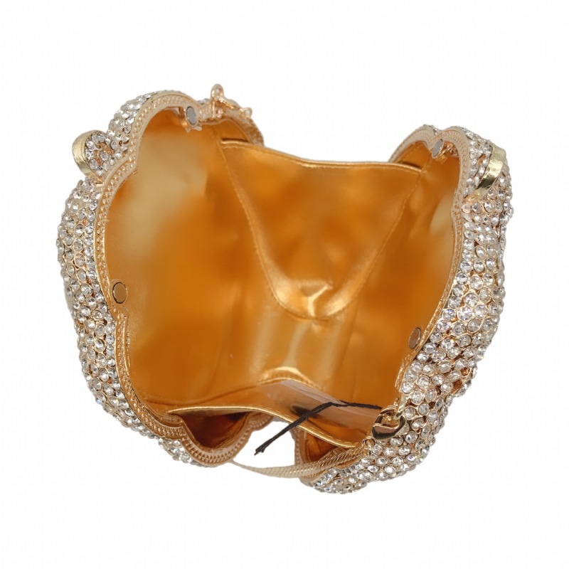 Túi clutch dạ hội kim loại đính kim cương, xách tay nữ thời trang dự tiệc — Màu đen, Đế Vàng Kim Cương, Nền vàng kim cương trắng, Màu bạc chi tiết 32