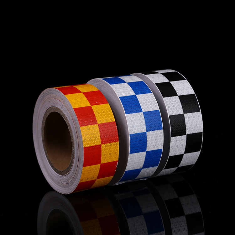 方块蓝黑白晶格子反光贴货车保险杠防撞反光贴车反光条警示反光膜