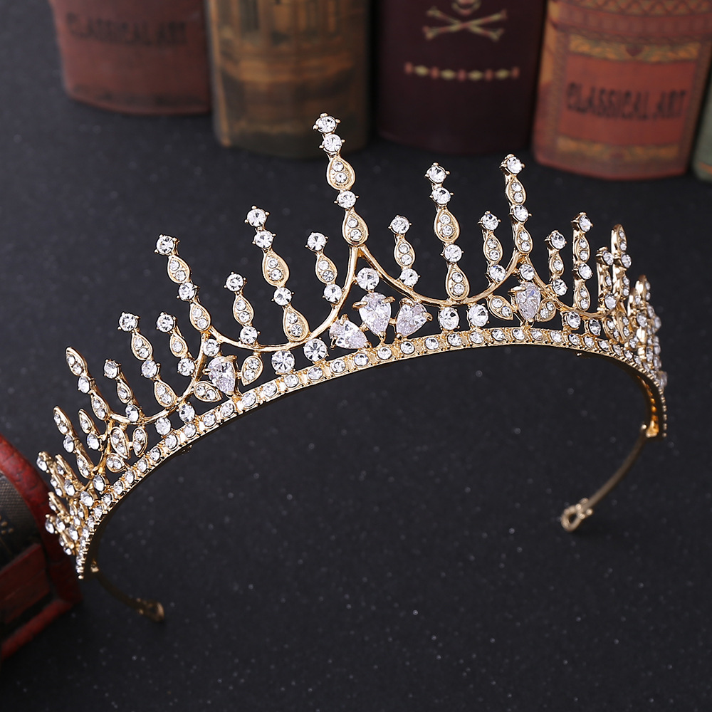 Fashion Geometric Water Droplets Alloy Rhinestone Inlaid Zircon Crown 1 Piece display picture 1