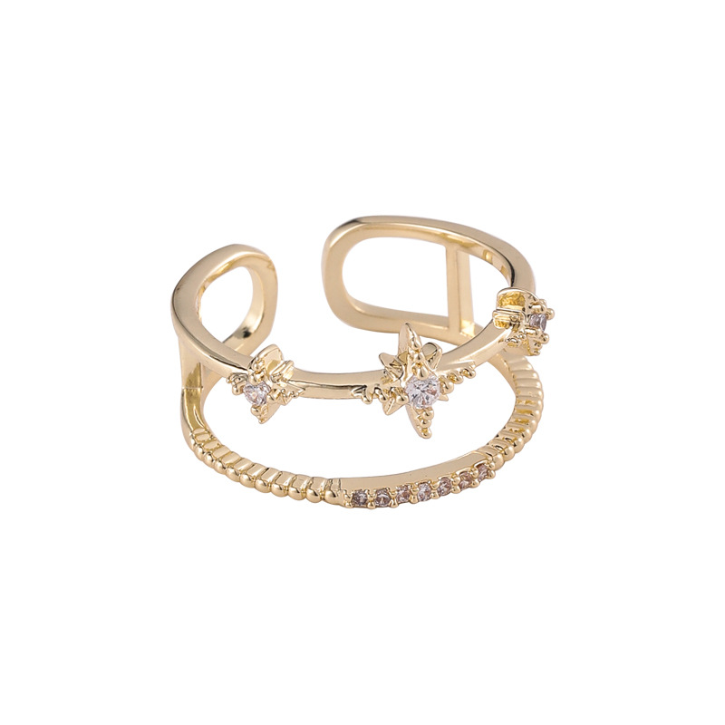 Tassel chain star zircon ring