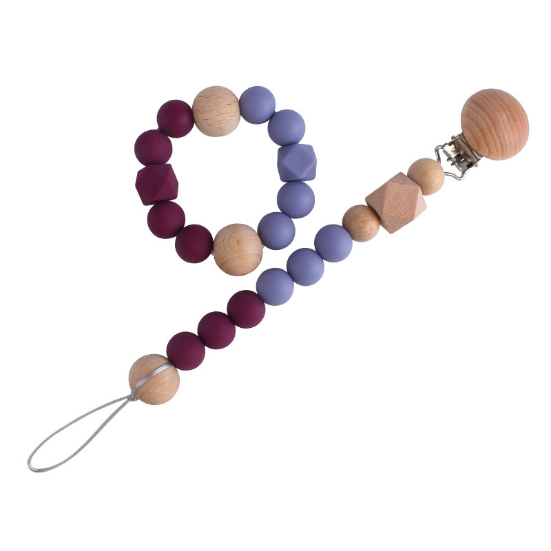 Seguridad del medio ambiente de silicona chupete cadena mordedor palo Bebé Beech octogonal cuentas de silicona juguete mordedor pulsera