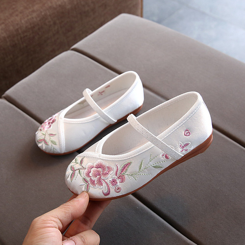 Hanfu shoes For kids fairy princess drama cospaly Girls embroidered shoes Baby handmade ancient classical dance shoes
