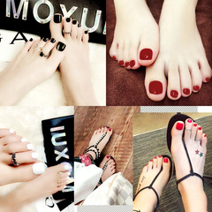 Tina Nail Art Full Set False Nail Stickers for Toe Nails, Solid Color Toe Nail Art Sticker Nail Sheet, 24 Pcs F Series