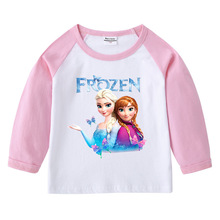 2020春秋季冰雪奇缘儿童纯棉插肩T恤圆领打底长袖上衣女童宝宝T恤