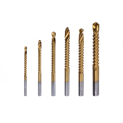 6pcs Woodworking Sawtooth Twist Drill Multifunctional Grooving Punch Saw Drill Bit High Speed ​​Steel Titanium Plated Twist Drill Bit Wholesale