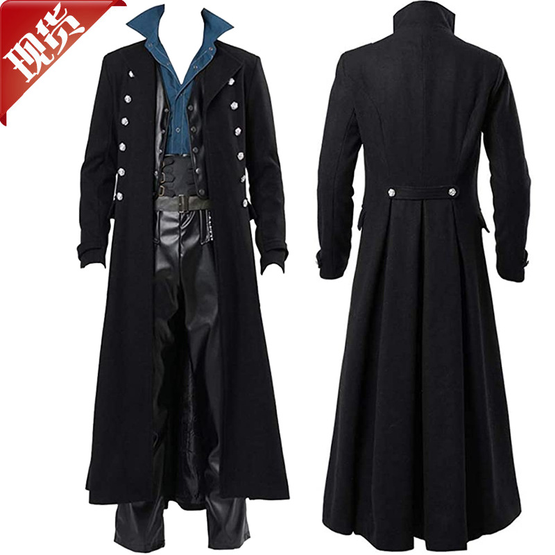 OBEEII Herren Steampunk Frack Mantel Vintage Mantel Mittelalter Gehrock Jacke Viktorianischen Karneval Kostüm Cosplay Halloween Fashing Smoking Kostüm Lila03 L