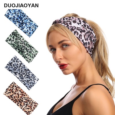 3pcs Europe and the United States  creative designs of leopard print cross headband fitness sports yoga latin dance hairband turban for female