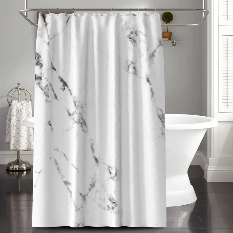 Scandinavian marble waterproof curtain, cloth, 3D digital printing service, simple cut, polyester, (Cross-border trading)
