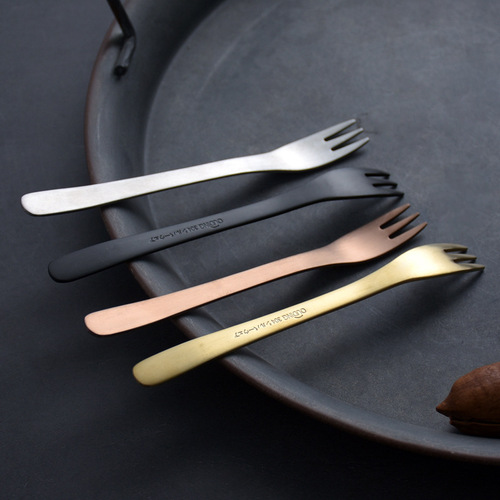 Originated from willow leaf shape design 304 stainless steel three-tooth cake fork dessert fork children's small fork mooncake fruit fork