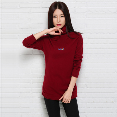 Autumn and winter Pile collar sweater Sweater Solid Long sleeve Base coat fold sweater On behalf of 1142