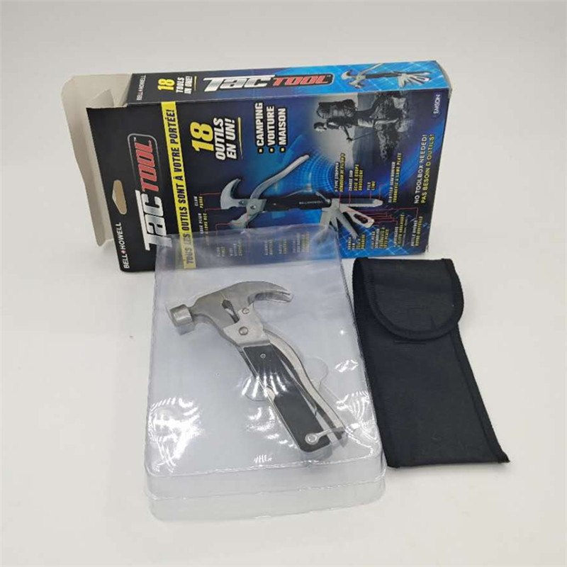 跨境新品TAC TOOL 18 IN 1不锈钢求生锤多功能安全锤户外登山锤