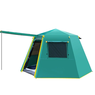 Outdoor tent full-automatic 3-4 people thickened rainproof camping quick opening 5-8 people 6 people camping aluminum pole light quick opening (Çadırlar) - green-3-4-people