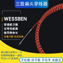 三股扁孔电工穿线器 电线网线穿管器 线槽钢丝引线器5米