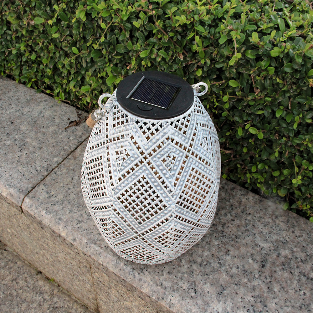 太阳能铁艺灯户外吊灯桌灯灯灯笼庭院装饰灯仿布花纹氛围灯