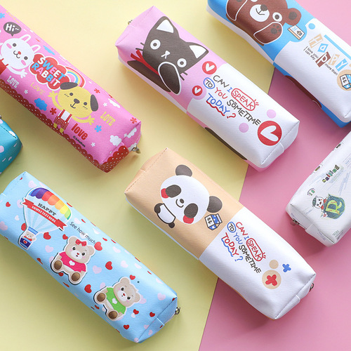 Cute cartoon student stationery bag creative pencil bag kindergarten learning stationery storage large capacity pencil box gift