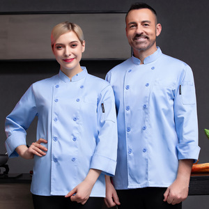 Chef overalls Pure double hotel chef wear men plus dining chef work clothes long sleeve back kitchen clothes