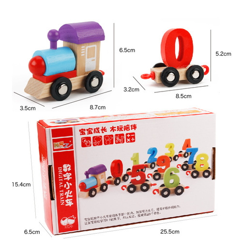 Factory direct sales children's wooden digital train assembly combination early education wooden pulling intellectual building blocks toy car