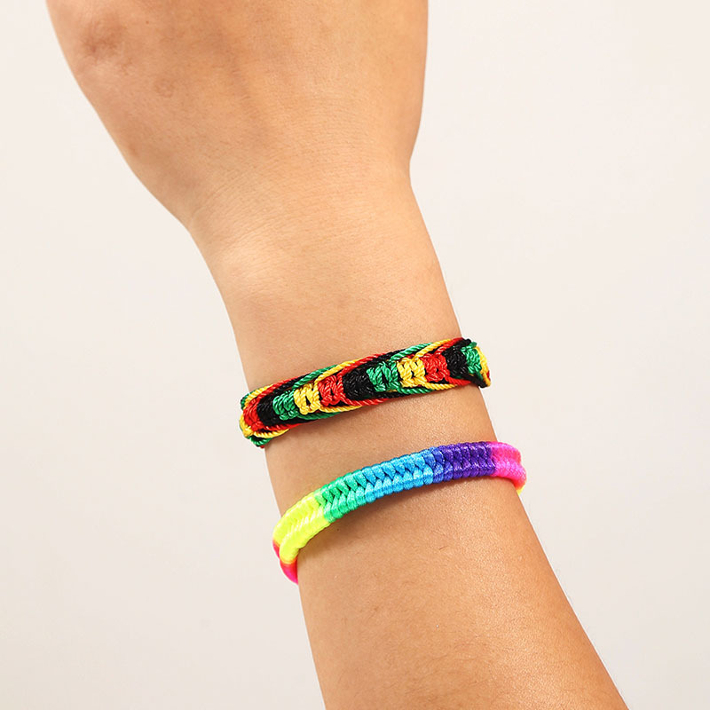 Bohemian Hand-woven Multi-layer Suit Color Rope Two Alloy Bracelet display picture 2