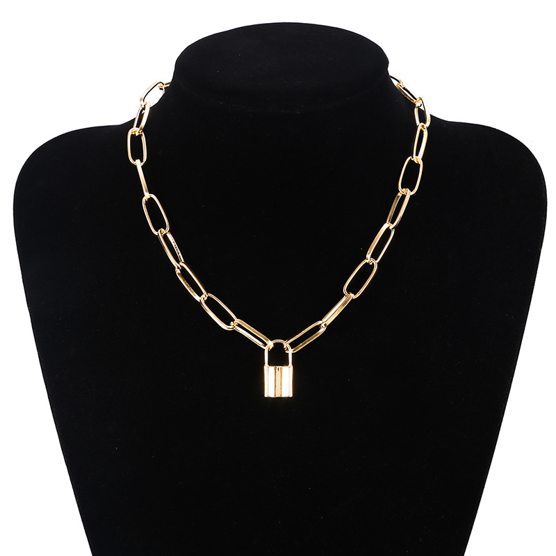 New Jewelry Personality Retro Geometric Necklace Sweater Chain Simple Lock-shaped Wild Temperament Clavicle Chain Wholesale Nihaojewelry display picture 8