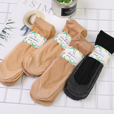 春秋棉底防滑天鹅绒女中厚款隐形防勾丝短丝袜|ru