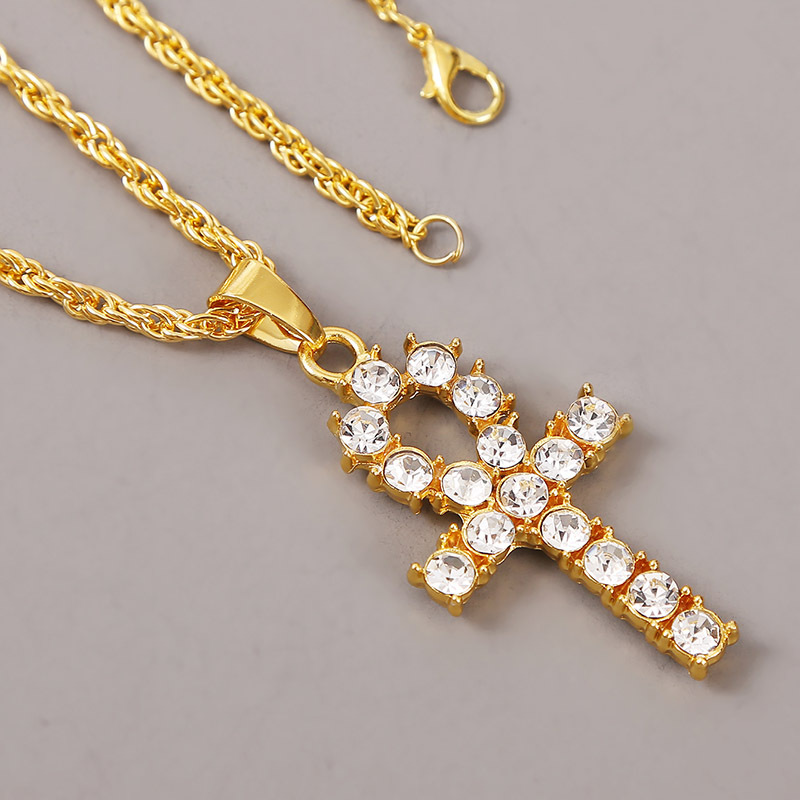 Korean Creative Simple Rhinestone Long Cross Necklace Hip-hop Pendant Jewelry Wholesale Nihaojewelry display picture 7