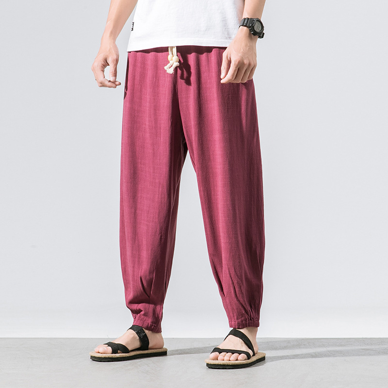 Linen Pants Men's Summer Thin Casual Trousers Loose Harem Pants Linen Leggings Men's Chinese-style Leggings Linen Pants Men's Summer Thin Casual Trousers Loose Harem Pants Linen Leggings Men's Chinese-style Leggings