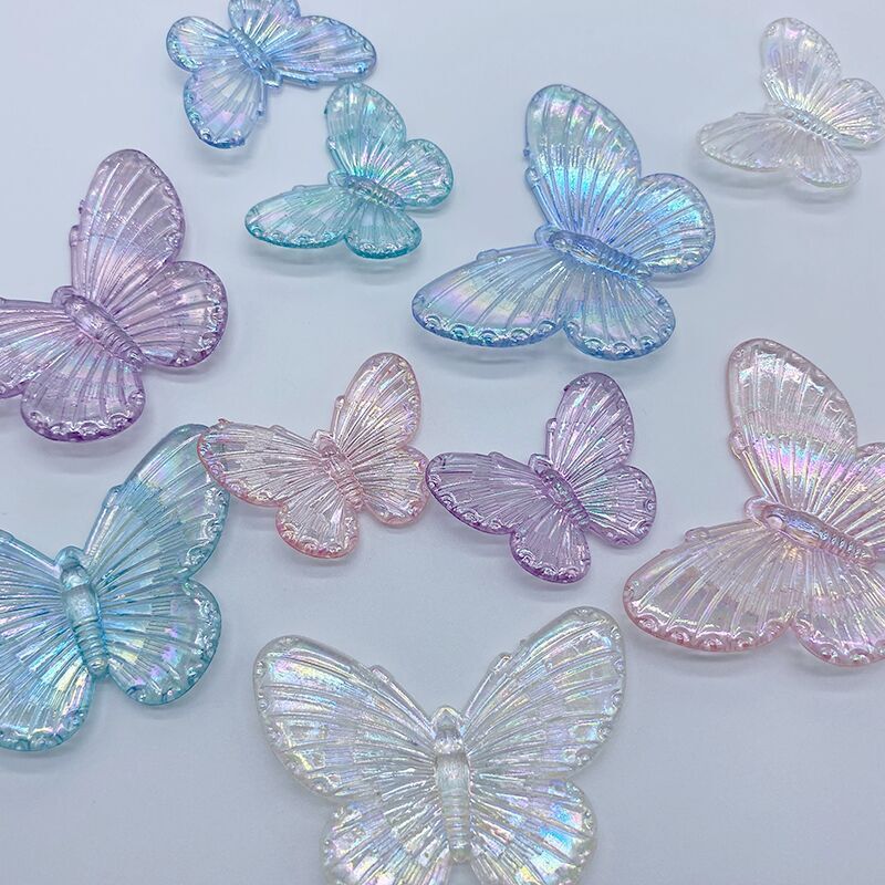 Internet red with acrylic Joker color plated transparent butterfly diy hanging hole beaded material new mobile phone shell decoration