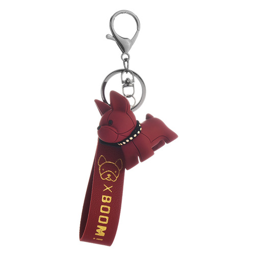 Gold-painted French bulldog dog keychain creative cute cartoon Shiba Inu small pendant for couples' school bags wholesale