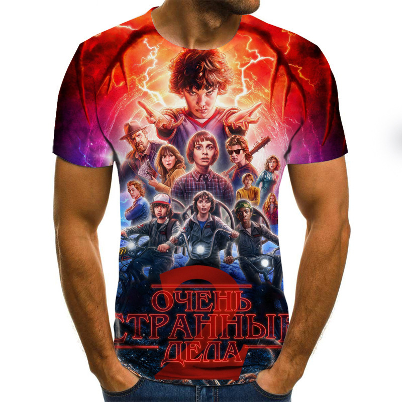 Foreign trade movie Strange story 3D digital printing men's short-sleeved T-shirt youth fashion brand top