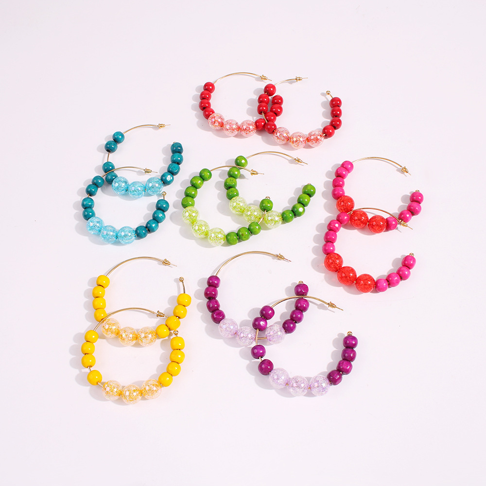 New Bohemian C-shaped Earrings Jewelry Fashion Vacation Color Resin Earrings display picture 13