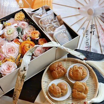 Mid-Autumn Festival Ether Gift box multi-storey Chinese style Retro Moon Cake flower Packaging box Florist gift Creative network Red box