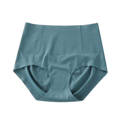 Ice Silk Seamless Panties Women's High Waist Tummy Control Pants Summer Thin Style Strong Tummy Control Antibacterial Silk Crotch Breathable