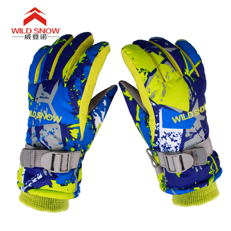 跨境貨源新款時尚男女兒童滑雪手套 防風防潑水保暖透氣滑雪手套