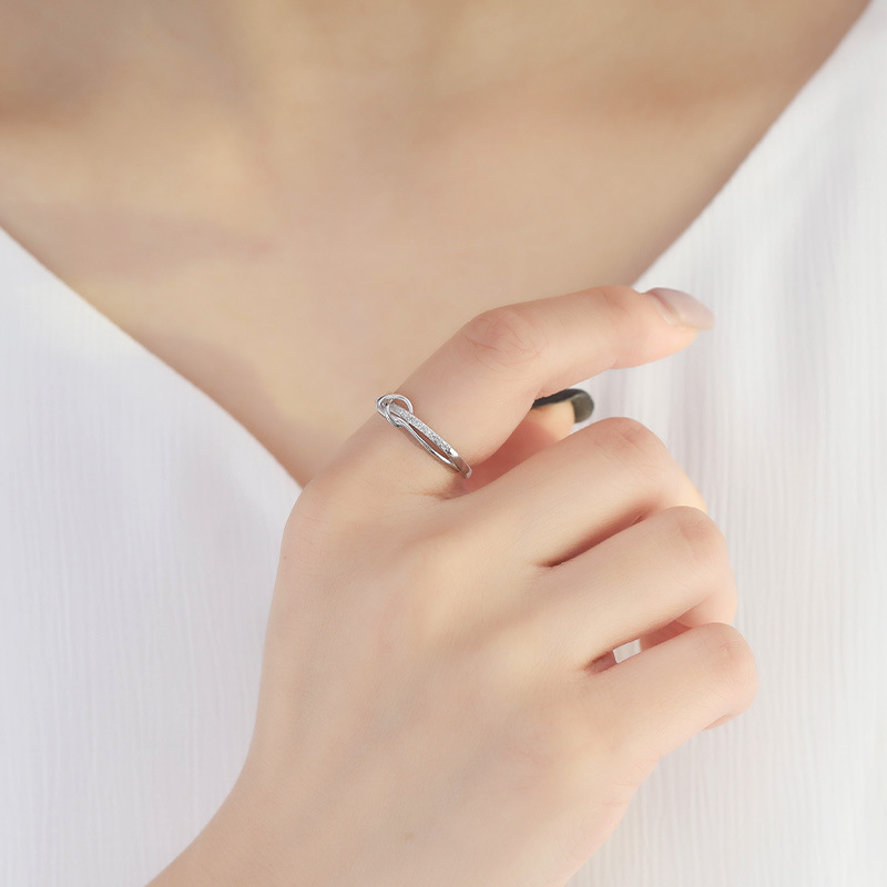 Fashion Knot Copper Plating Inlay Zircon Open Ring 1 Piece