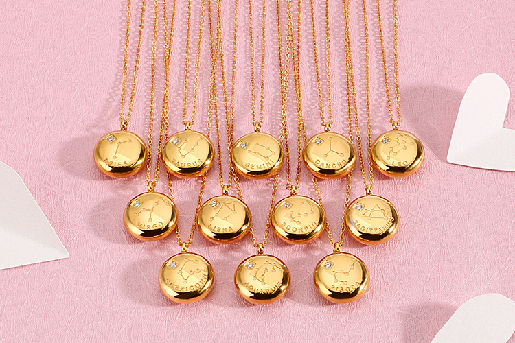 Acier Au Titane Plaqué Or 18K Placage Constellation Collier display picture 9