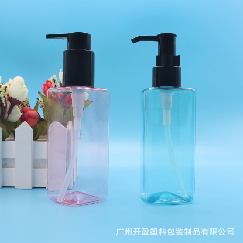 厂家供应  180ml洗发水压泵瓶 半透粉色按压式方形瓶！··