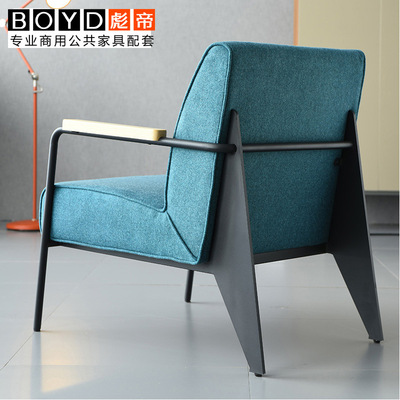 北欧设计师创意咖啡厅洽谈商务椅后现代简约金属扶手靠背沙发椅|ms