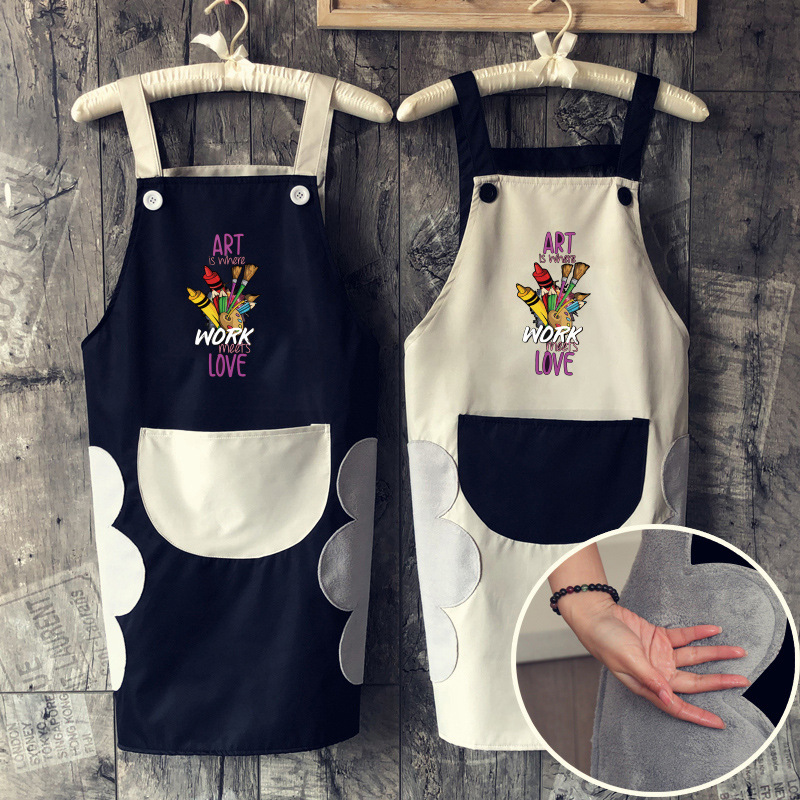 Aceite impermeable mochila Hotel hombres y mujeres ropa de trabajo logotipo impreso verano arte pintura delantal moda coreana Smock