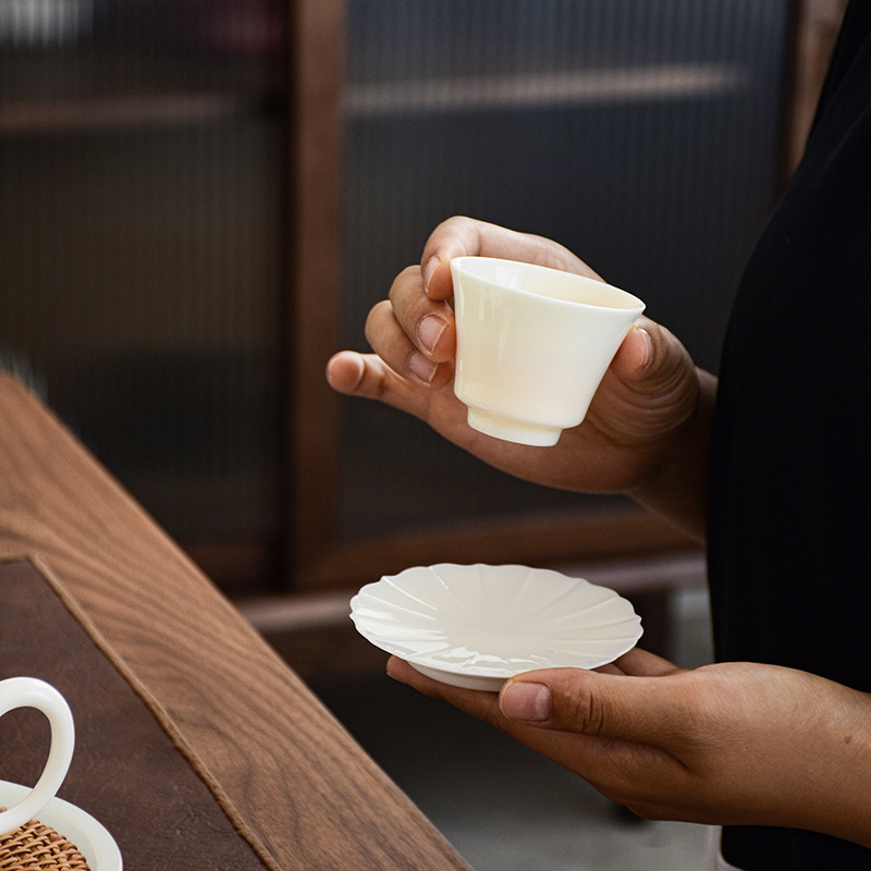 Dehua ovejas grasa Jade porcelana blanca china taza de té estera titular de la olla hogar Kung Fu taza de té anti-scald almohadilla de aislamiento taza de té Mat personalización