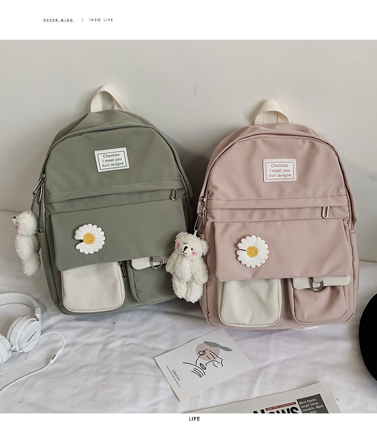 Korean Fashion College Style Vintage Feeling Girl Hit Color School Bag Wild Student Backpack  Wholesale Nihaojewelry display picture 32