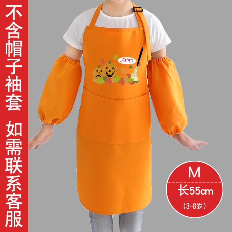 Estilo coreano de los niños delantal sin mangas Navidad Halloween tema actividad ropa comer pintura delantal protector imprimible