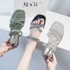 百搭韩版凉拖鞋女外穿2020新款水钻一字型时尚透明底平跟网红拖鞋