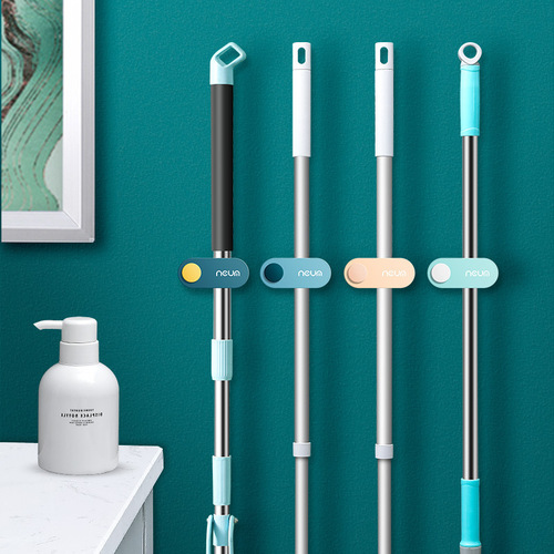 Factory direct sales hole-free mop rack hook creative traceless home bathroom wall-mounted mop clip