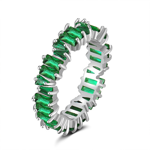 Kashishi Accessories Cross-border Hot Sale Source Colorful Step-Cut Zircon Rings ECG Women's Fashion Personality Rings
