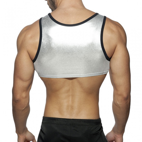 Men's tank top tight yoga wear bronzing nightclub fashion shiny sports vest trendy fitness sleeveless T-shirt for men