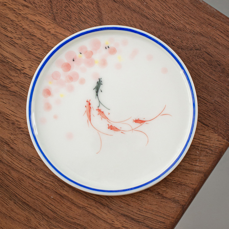 Taza de té de cerámica pintada a mano almohadilla de aislamiento creativo bandeja de té japonesa platillo taza de té estera taza de té titular de la taza de té ceremonia del té Accesorios