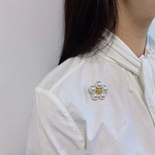 Sweet bow Pearl all-match brooch elegant goddess overcoat suit ins Super fairy girl ocean pneumothorax flower tide